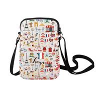 LEVLO France Cross Body Bag French Souvenir Gift Paris Landmarks Shoulder BagFrance Holiday Sling Bag For Women, France C Bag