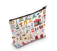 LEVLO France Travel Culture Gift French Theme Travel Pouch Bag Paris Landmarks Gift French Souvenir Gift, France, Cosmetic Bag