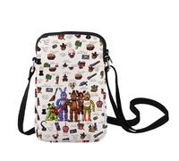 LEVLO Freddy Bear Crossbody Bag, Horror Movie Fans Gift, Freddy Fazbear's Pizza Bear Shoulder Bag, Foxy The Mangle Merch, Multicolour, Medium (8.5 x 0.6 x 5.7 inches)