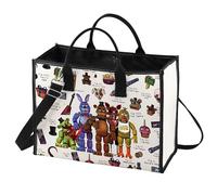 LEVLO Freddy Bear Tote Bag - Horror Movie Fan Gift - Freddy Fazbear's Pizza Bear Shoulder Bag - Foxy & The Mangle Lover Merch, Let's Eat Lt, M