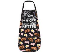 LEVLO Funny Bacon Apron for Men Women Bacon Cooking Apron Gift for Baccon Lovers Kitchen Chef Gift (Bacon apron 3)