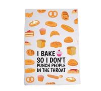 LEVLO Funny Baker Dish Towel I Bake So I Don't Punch People in The Throat Kitchen Towel Cupcake School Graduation Gift (in The Throat)