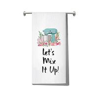 LEVLO Funny Baking Kitchen Towel Baker Gift Let's Mix It Up Tea Towels Housewarming Gift Waffle Weave Kitchen Decor Dish Towels (Let's Mix)