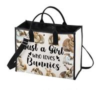 LEVLO Funny Bunny Cosmetic Bag Animal Lover Gift Just A Girl Who Loves Bunnies Makeup Zipper Pouch Bag Bunny Lover Gift, Loves Bunnies LT