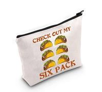 LEVLO Funny Burrito Taco Cosmetic Make Up Bag Taco Lover Gift Check Out My Six Pack Taco Makeup Zipper Pouch Bag For Women Girls, Six Pack Taco