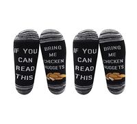 LEVLO Funny Chicken Nugget Gift If You Can Read This Bring Me Chicken Nuggets Socks Gift for Chicken Nugget Lovers, 2 Pairs/Set-black, Medium