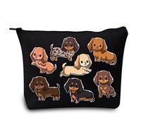 LEVLO Funny Dachshund Dog Cosmetic Makeup Bag Dachshund Dog Lover Gift Dachshund Dog Make Up Zipper Pouch Bag For Women Girls, Funny Dachshund Black, Cosmetic Bag