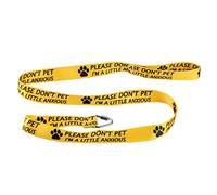 LEVLO Funny Dog Leash 'Please Don't Pet I'm A Little Anxious' - Cat & Dog - 59 Inch - Yellow