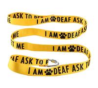 LEVLO Funny Dog Leash Sleeve I Am Deaf Ask To Pet Me - Yellow, 59 Inches