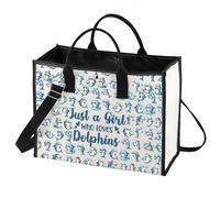 LEVLO Funny Dolphin Cosmetic Bag Animal Lover Gift Just A Girl Who Loves Dolphins Makeup Zipper Pouch Bag Dolphin Lover Gift, Dolphins LT
