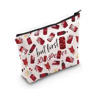 LEVLO Funny Drinks Lover Cosmetic Make Up Bag Drinks Fans Gift But First Drink Makeup Zipper Pouch Bag, But First Full, Cosmetic Bag