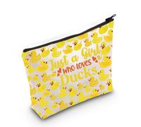 LEVLO Funny Duck Cosmetic Bag Animal Lover Gift Just A Girl Who Loves Ducks Makeup Zipper Pouch Bag Duck Lover Gift for Women Girls, JUST Ducks Bag