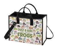 LEVLO Funny Frog Cosmetic Make up Bag Animal Lover Gift Just A Girl Who Loves Frogs Makeup Zipper Pouch Bag Frogs Lover Gift For Women Girls, Cartoon Frog LT, Make Up Bag