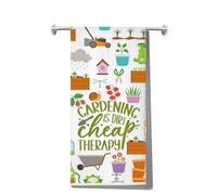 LEVLO Funny Gardening Kitchen Towel Garden Lover Gift Gardening is Dirt Cheap Therapy Dish Towels Garden Housewarming Gift (Cheap Therapy Towel)