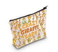 LEVLO Funny Giraffe Cosmetic Bag Animal Lover Gift Crazy Giraffe Lady Giraffe Lover Zipper Pouch Bag Giraffe Merchandise, Crazy Giraffe Lady