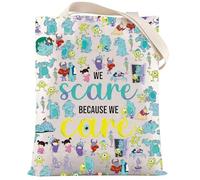 LEVLO Funny Monsters Movie Cosmetic Make Up Bag Mike Sully Boo Fans Gift We Scare Because We Care Makeup Zipper Pouch Bag We Scare Full Tote