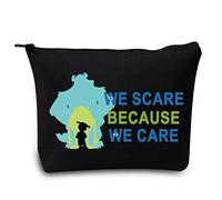 LEVLO Funny Monsters Movie Cosmetic Make Up Bag Mike Sully Boo Fans Gift We Scare Because We Care Makeup Zipper Pouch Bag For Women Girls (We Scare Black)