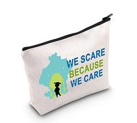 LEVLO Funny Monsters Movie Cosmetic Make Up Bag Mike Sully Boo Fans Gift We Scare Because We Care Makeup Zipper Pouch Bag, We Scare Because, Makeup Bag