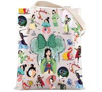 LEVLO Funny Mu Lan Canvas Tote Bag Mu Lan Fansl Gift Mu Lan & Shang Shoulder Bag Mulan & Mushu Merchandise (Mu Lan Tote)
