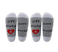 LEVLO Funny Nurse Doctor Socks EMS EMT Gift Save Yourself Off Duty Socks Medical Doctor Gift Medic Socks, 2 Pairs/Set- Mid Calf - 1, Medium