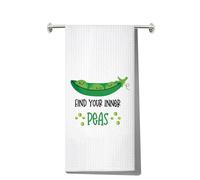 LEVLO Funny Pea Pod Kitchen Towel Peas Lover Gift Vegetable Find Your Inner Peas Dish Towel Veggies Peas Merchandise (Peas Towel)