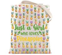LEVLO Funny Pineapple Cosmetic Bag Fruit Lover Gift Just A Girl Who Loves Pineapples Makeup Zipper Pouch Bag Pineapples Lover Gift For Women Girls, Pineapples F Tote