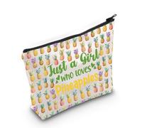 LEVLO Funny Pineapple Cosmetic Bag Fruit Lover Gift Just A Girl Who Loves Pineapples Makeup Zipper Pouch Bag Pineapples Lover Gift for Women Girls Pineapples F Bag