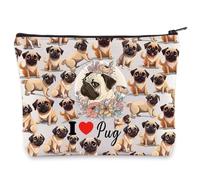 LEVLO Funny Pug Makeup Bag Pug Dog Lover Gift I Love Pug Travel Pouch Bag Pug Puppy Mom Merchandise, I Love Pug