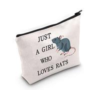 LEVLO Funny Rat Cosmetic Bag Animal Lover Gift Just A Girl Who Loves Rats Makeup Zipper Pouch Bag Rat Lover Gift For Women Girls, Who Loves Rats, Make Up Bag