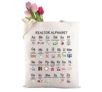 LEVLO Funny Real Estate Shopping Bag Real Estate Agent Office Gift Realtor Thank You Gifts Realtor Alphabet Tote Bag (REALTOR ALPHABET 2t)