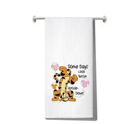 LEVLO Funny Tigger Kitchen Towel - Tiger Inspired Gift - Some Days Look Better Upside Down - Tea Towel Tiger Merchandise