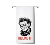 LEVLO FUUNY Horror Men Kitchen Towel Skeleton Fans Gift Killer Vibes Tea Towel (Killing It)