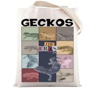 LEVLO Gecko Canvas Tote Bag Gecko Lover Gift Gecko Mom Shoulder Bag Pet Lizard Reptile Merchandis, Gecko Tote, M
