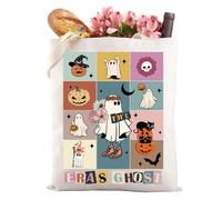 LEVLO Ghost Halloween Tote Bag Pumpkin Witches And Ghosts Gift Spooky Season Tote Bag Halloween Tour Bag (GHOST ERAS 3)
