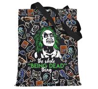 LEVLO Ghost & Lydia Deetz Cosmetic Bag Adam And Barbara Fans Gift The Whole Being Dead Thing Juice Lydia Zipper Pouch Bag Charles & Delia Fans Merchandise, Being Dead BT, Make Up Bag