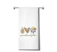 LEVLO Golden Girls Kitchen Towel Golden Girls Fans Gift Peace Love Golden Dish Towel Waffle Weave Golden Girls Kitchen Decor (Peace Love Golden)