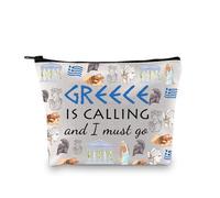 LEVLO Greece is Calling and I Must Go Makeup Bag Family Trip Gift Greek Vocation Cosmetic Travel (Greece UK)