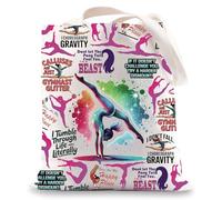 LEVLO Gymnastics Canvas Tote Bag Gymnastics Coach Appreciation Gifts Gymnast Team Shoulder Bag Gift For Gym Lover, Gymnastics Beast Tote, M