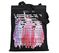 LEVLO Hamilton Schuyler Sisters Tote Bag Angelica & Eliza & Peggy Musical Fans Gift Schuyler Sisters Satisfied Grocery Bag, Satisfied Blacktote, L