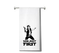 LEVLO Han Kitchen Towel Star Movie Fans Gift Han Shot First Tea Towel Han Merchandise (Han Shot First Towel)