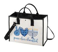 LEVLO Happy Hanukkah Cosmetic Make Up Bag Jewish Gifts Idea Peace Love Hanukkah Makeup Zipper Pouch Bag For Friend Family, Hanukkah LT, Cosmetic Bag