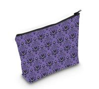 LEVLO Haunted Horror Makeup Bag Purple Mansion Gift Spooky Purple Zipper Pouch Bag Horror Ghost Purple Merch, Purple Bag