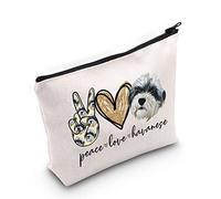 LEVLO Havanese Dog Cosmetic Make Up Bag - Travel Accessory - Peace Love Havanese - Water Resistant Canvas - Zipper Closure