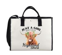 LEVLO Highland Cow Makeup Bag - 35cm x 38cm - Unisex-Adults - Women's - Polyester - Abrasion Resistant - Reusable - Highland Cows Tote Bag 2 UK