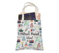 LEVLO Hilton Head Island South Carolina Trip Shopping Bag Harbour Boats Coastal Ocean SC Vacation Traveler Tote Bag Gift (Hilton Head Island)