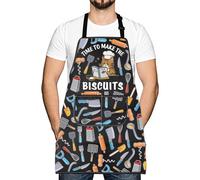 LEVLO Home Baking Apron Time To Make the Biscuits Kitchen Apron Gift for Cat Lovers Cat Chef (Biscuits)