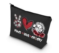 LEVLO Horror Movie Cosmetic Bag Horror Bride Fans Gifts Peace Love Movie Makeup Zipper Pouch Bag For Andy & Mike Fans, Peace Chuc Black, Makeup Bag
