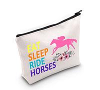 LEVLO Horse Riding Cosmetic Bag Horseback Riding Gift Eat Sleep Ride Horses Makeup Zipper Pouch Bag Horse Racing Merchandise, Eat Sleep Ride Horses, Make Up Bag
