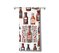 LEVLO Hot Sauce Kitchen Towels Hot Sauce Merch Hot Spicy Dish Towels Chili Pepper Housewarming Gift for Spicy Food Lovers (Hot Sauce Towel)