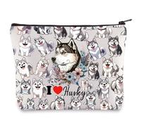 LEVLO Husky Cosmetic Makeup Bag Siberian Husky Lover Gift Husky Dog Zipper Pouch Bag Husky Merchandise for Dog Owner, I Love Husky